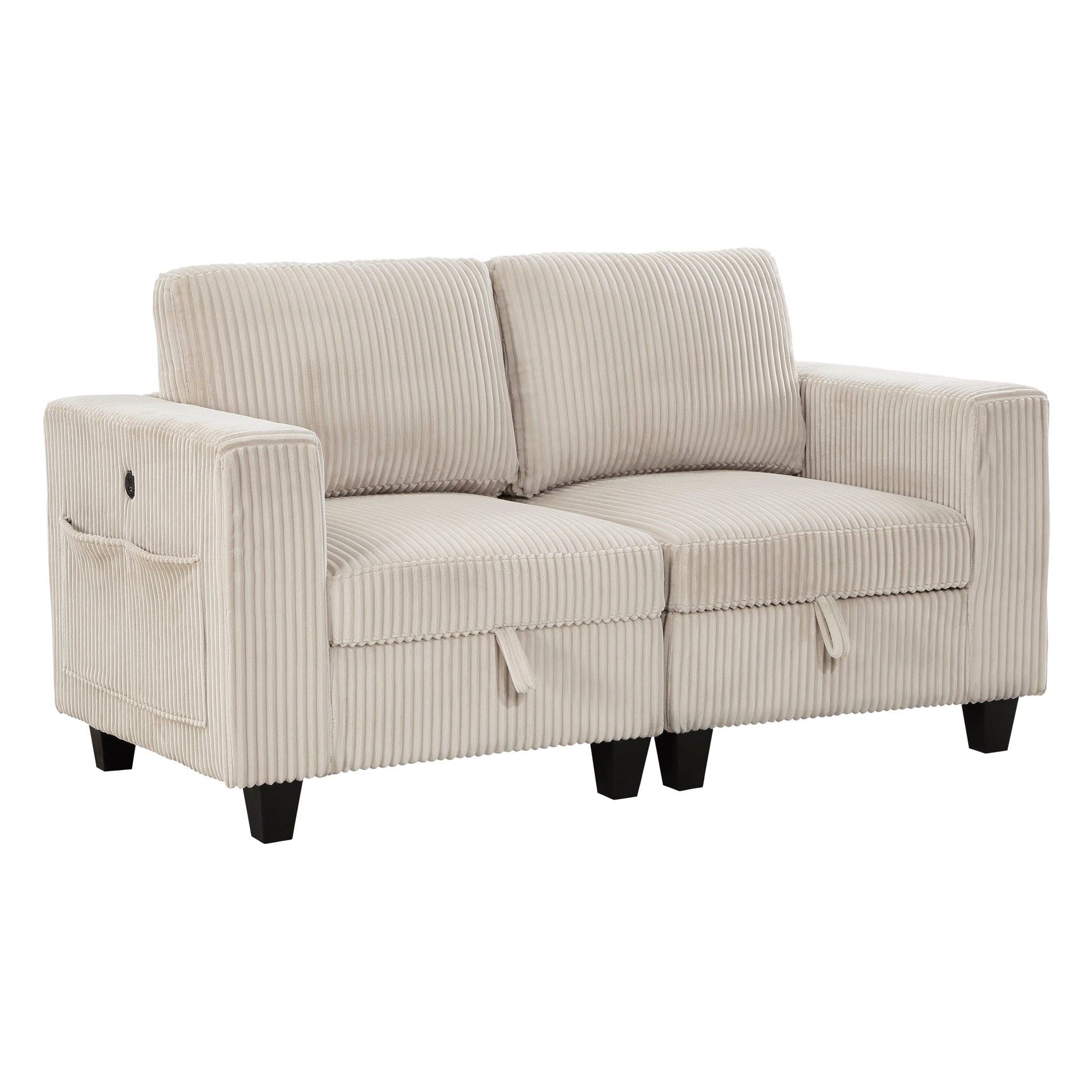 Walterboro Beige Loveseat with Storage Pouches - Ornate Home