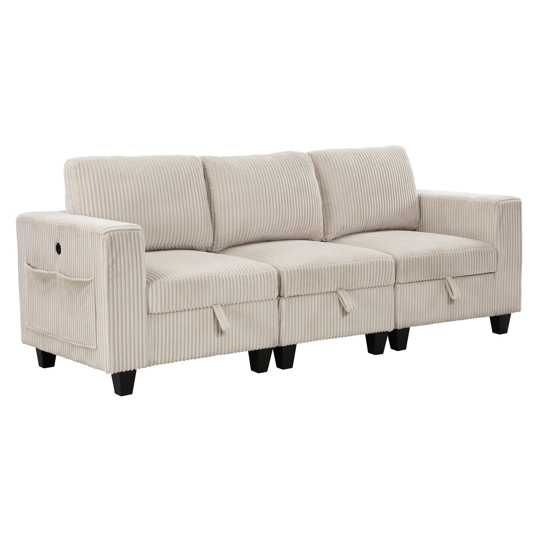 Walterboro Beige Sofa with Storage Pouches - Ornate Home