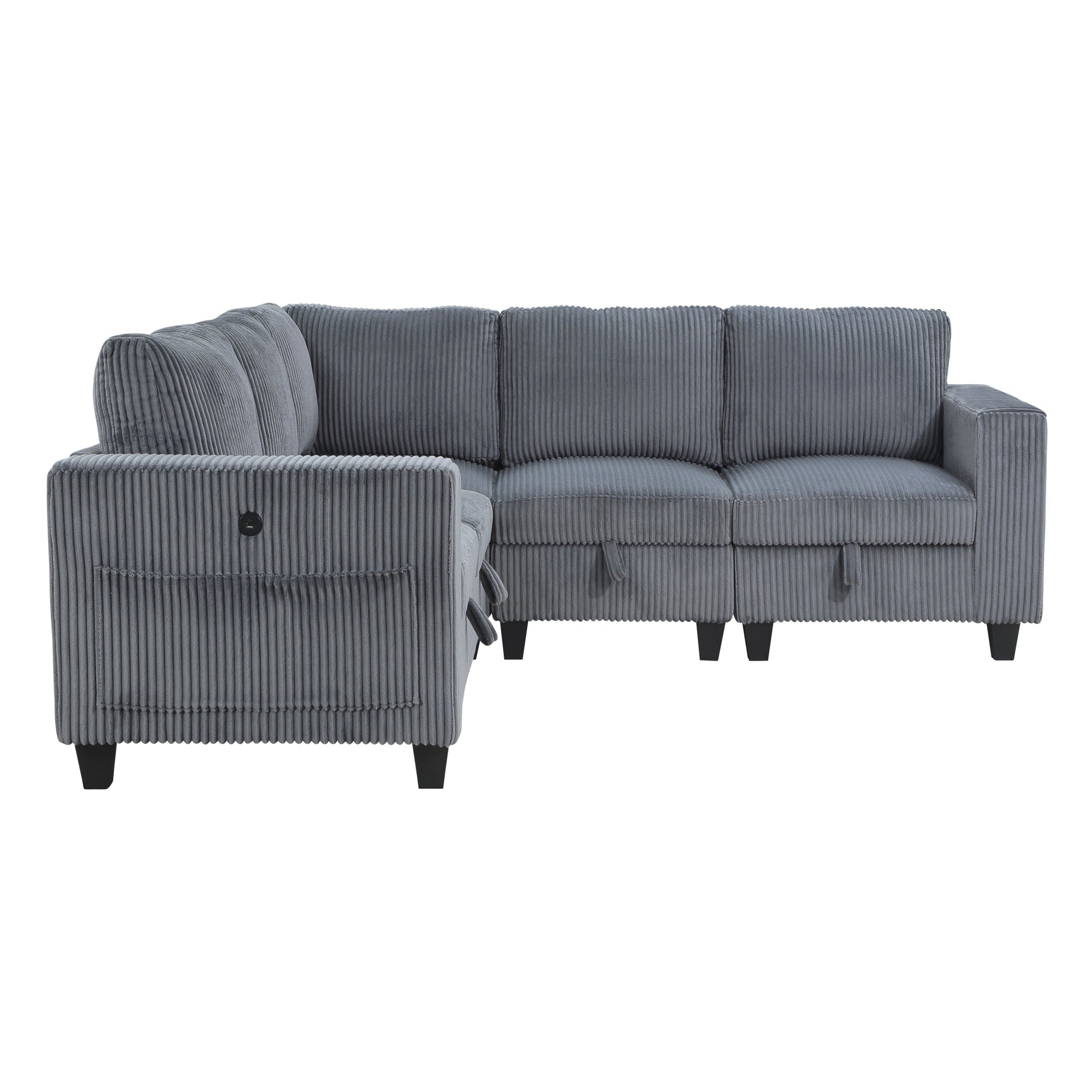 Walterboro Dark Gray 5-Piece Sectional with Storage Pouches - Ornate Home