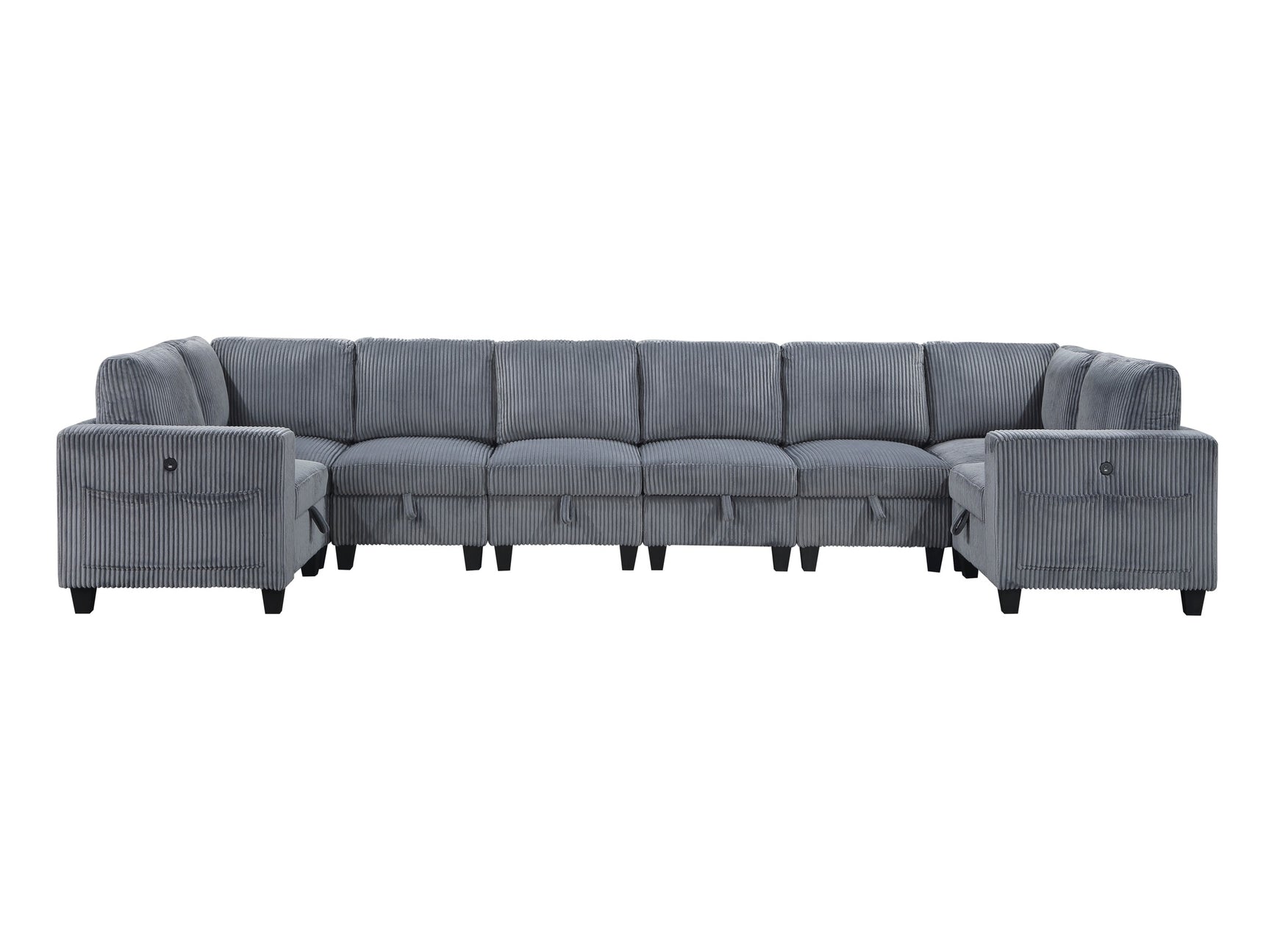 Walterboro Dark Gray 8-Piece Sectional with Storage Pouches - Ornate Home