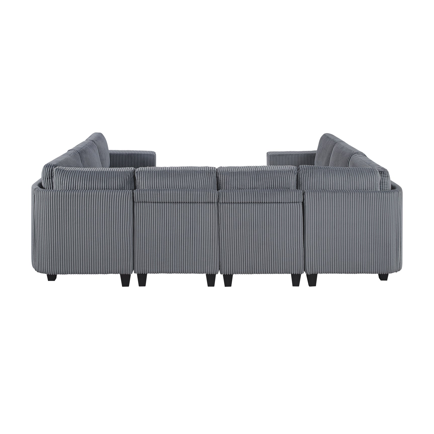Walterboro Dark Gray 8-Piece Sectional with Storage, Storage Pouches and Charging Ports - Ornate Home