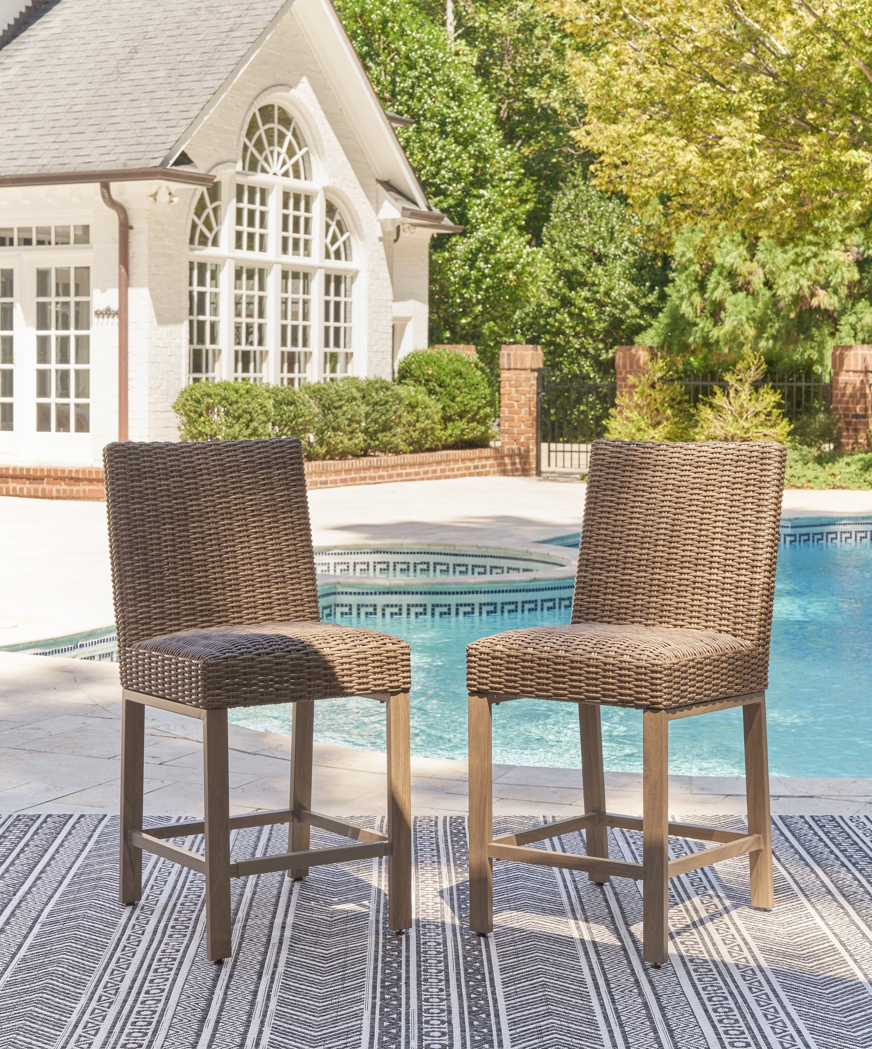 Walton Bridge Driftwood Outdoor Bar Stool (Set of 2) - Ornate Home