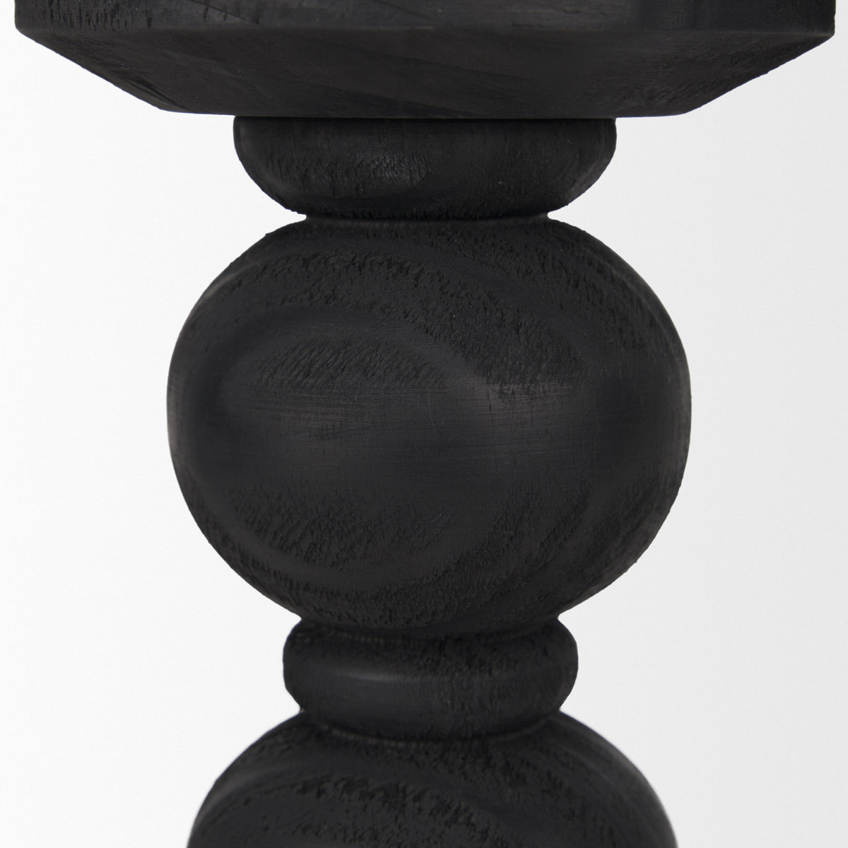 Wanda Matte Black Wood Pillar Candle Holders (Set of 2) - Ornate Home
