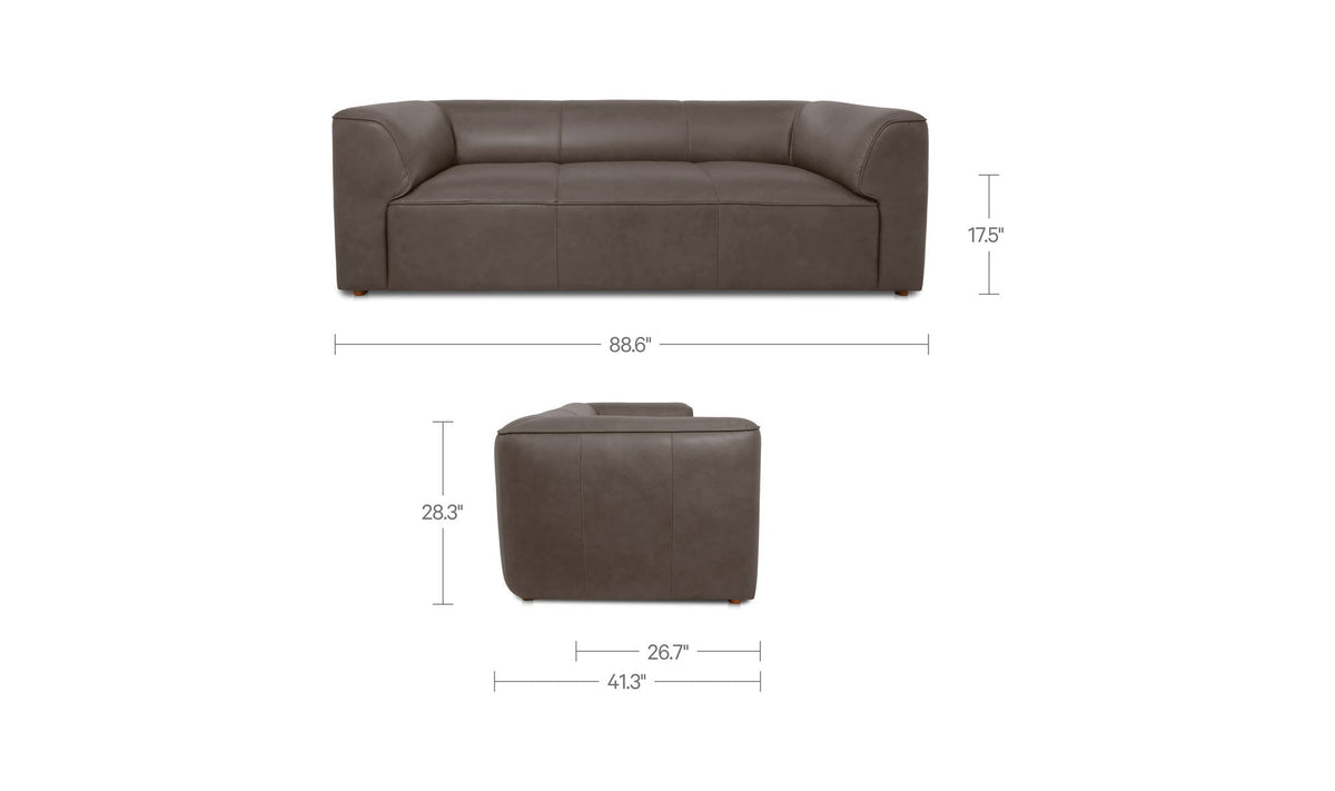 Ward Slate Brown Leather Sofa - Ornate Home