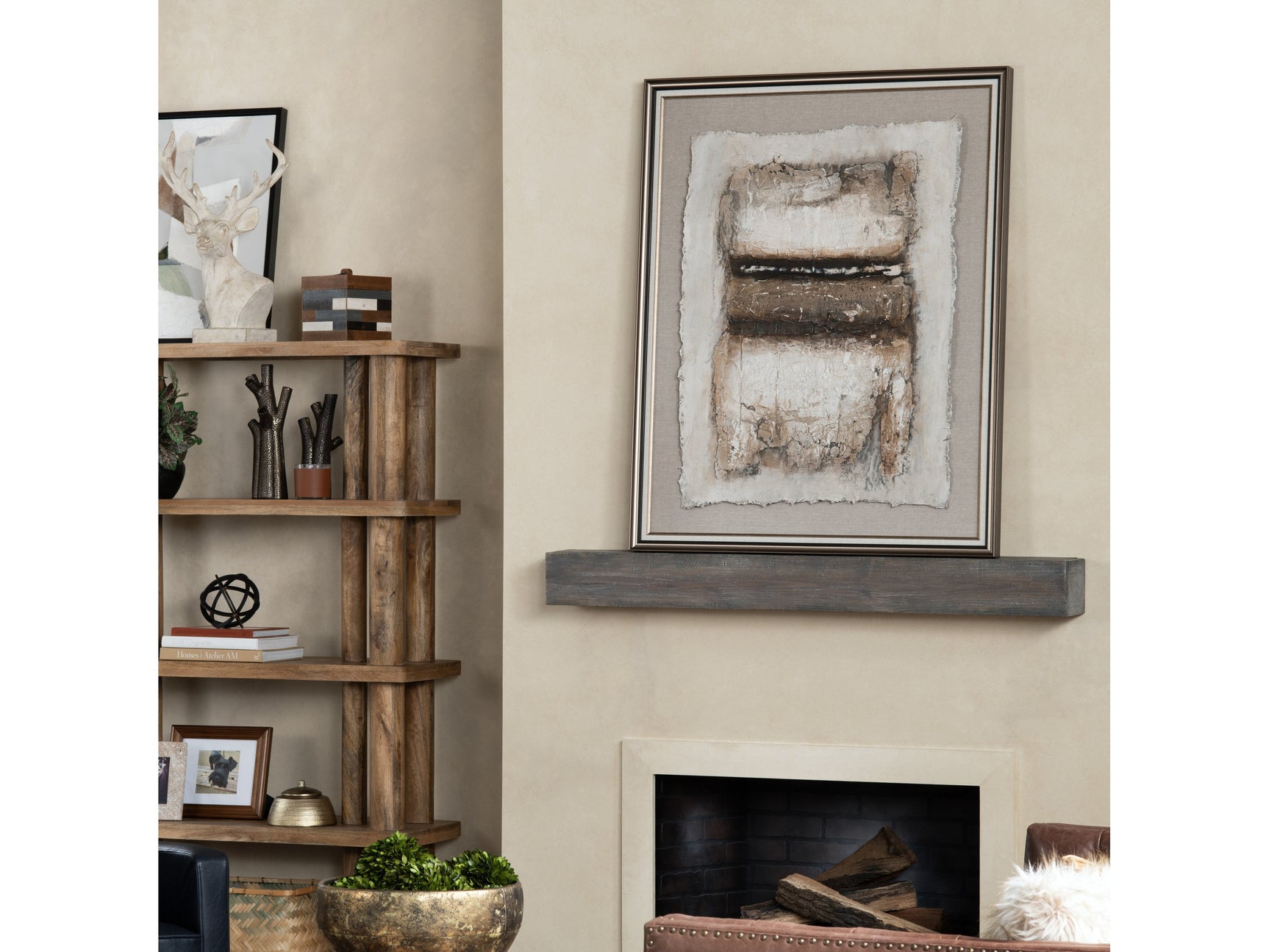 Warm Crackles Brown/Cresm Canvas