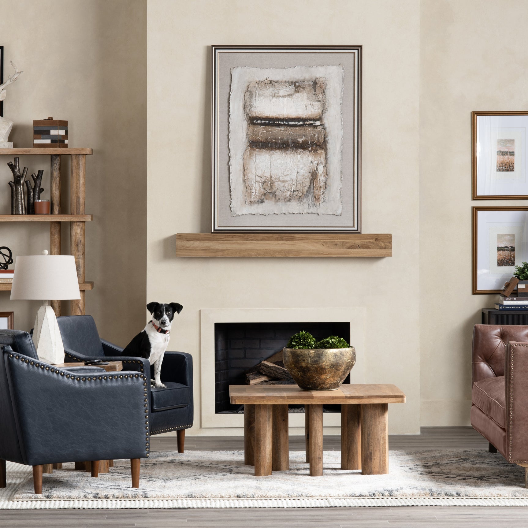 Warm Crackles Brown/Cresm Canvas