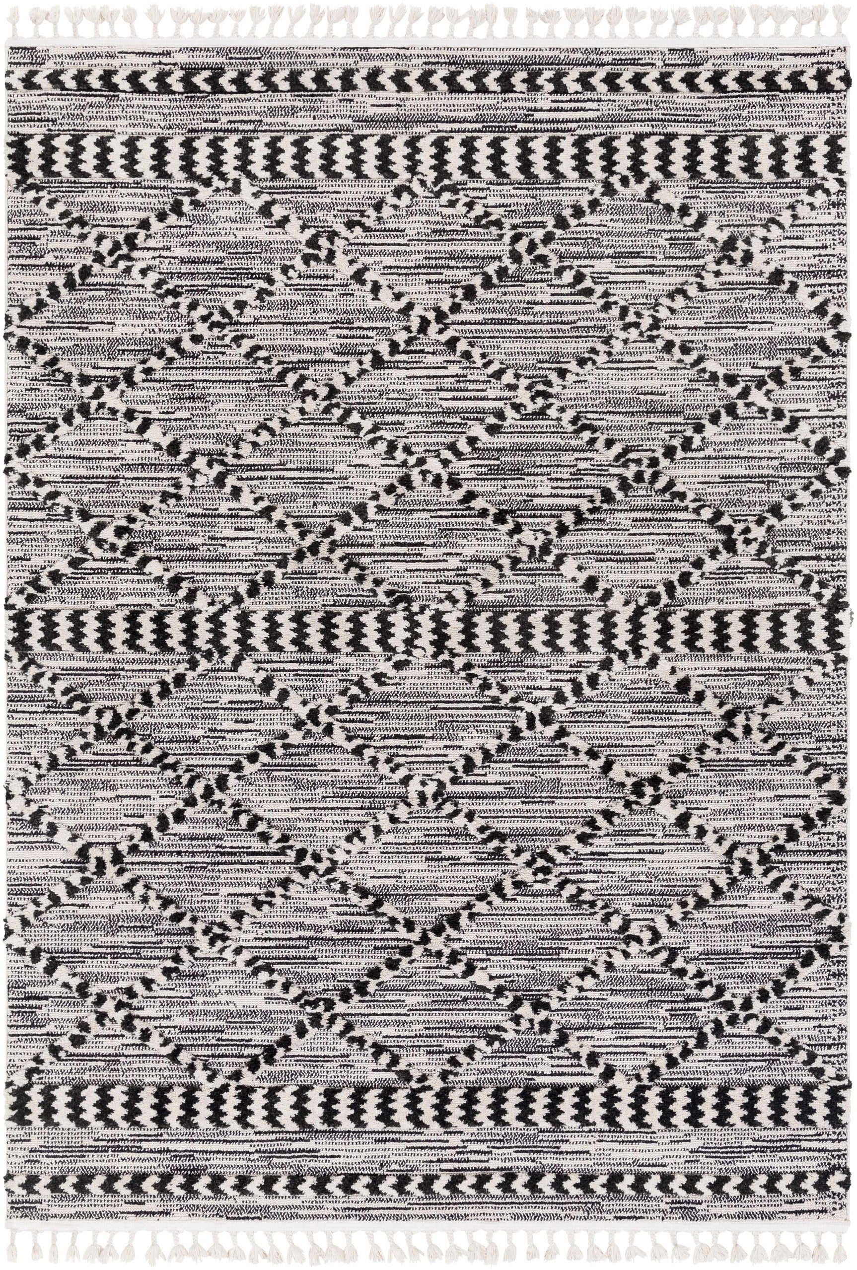 Warrandyte 5x7 Black&White High-Low Rug - Clearance - Ornate Home
