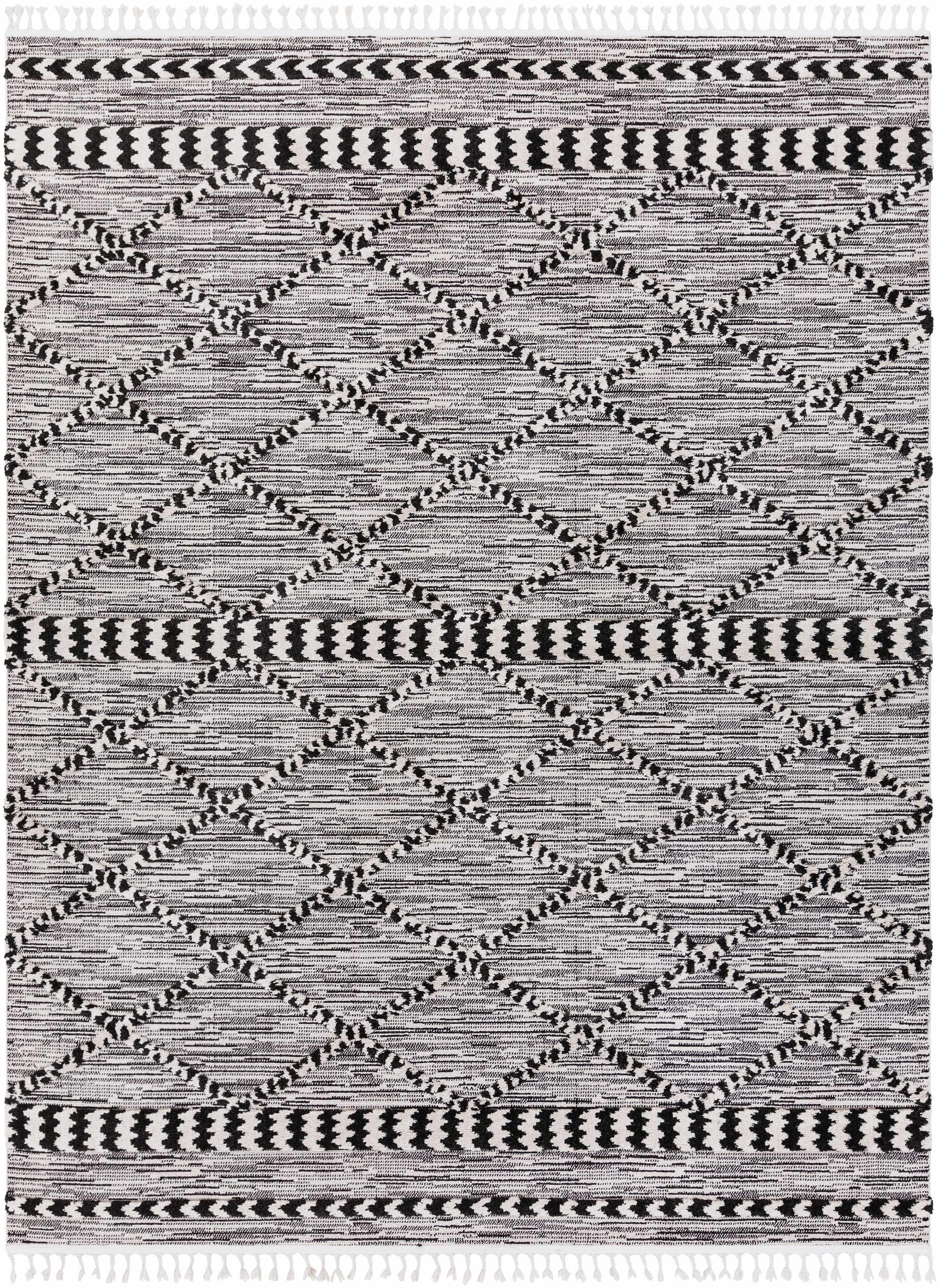 Warrandyte 5x7 Black&White High-Low Rug - Clearance - Ornate Home