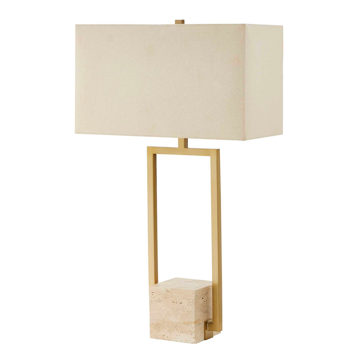 Warrick Brass Modern Travertine Table Lamp - Ornate Home