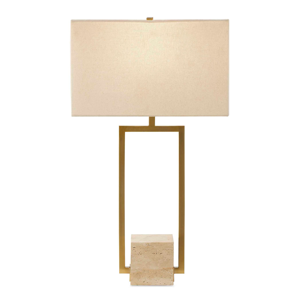 Warrick Brass Modern Travertine Table Lamp - Ornate Home