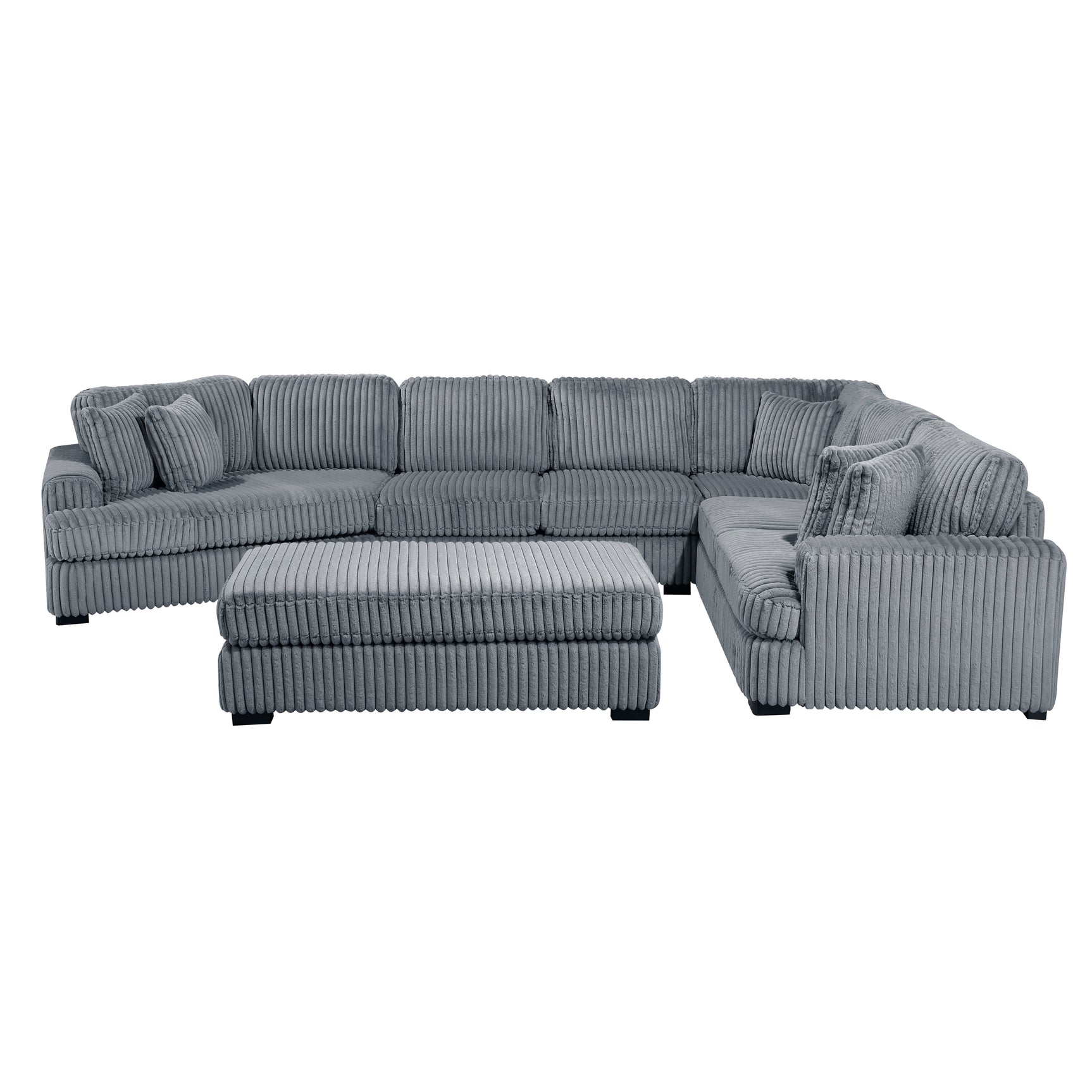 Warwick Gray 5-Piece Sectional with Left Cuddler and Ottoman - Ornate Home