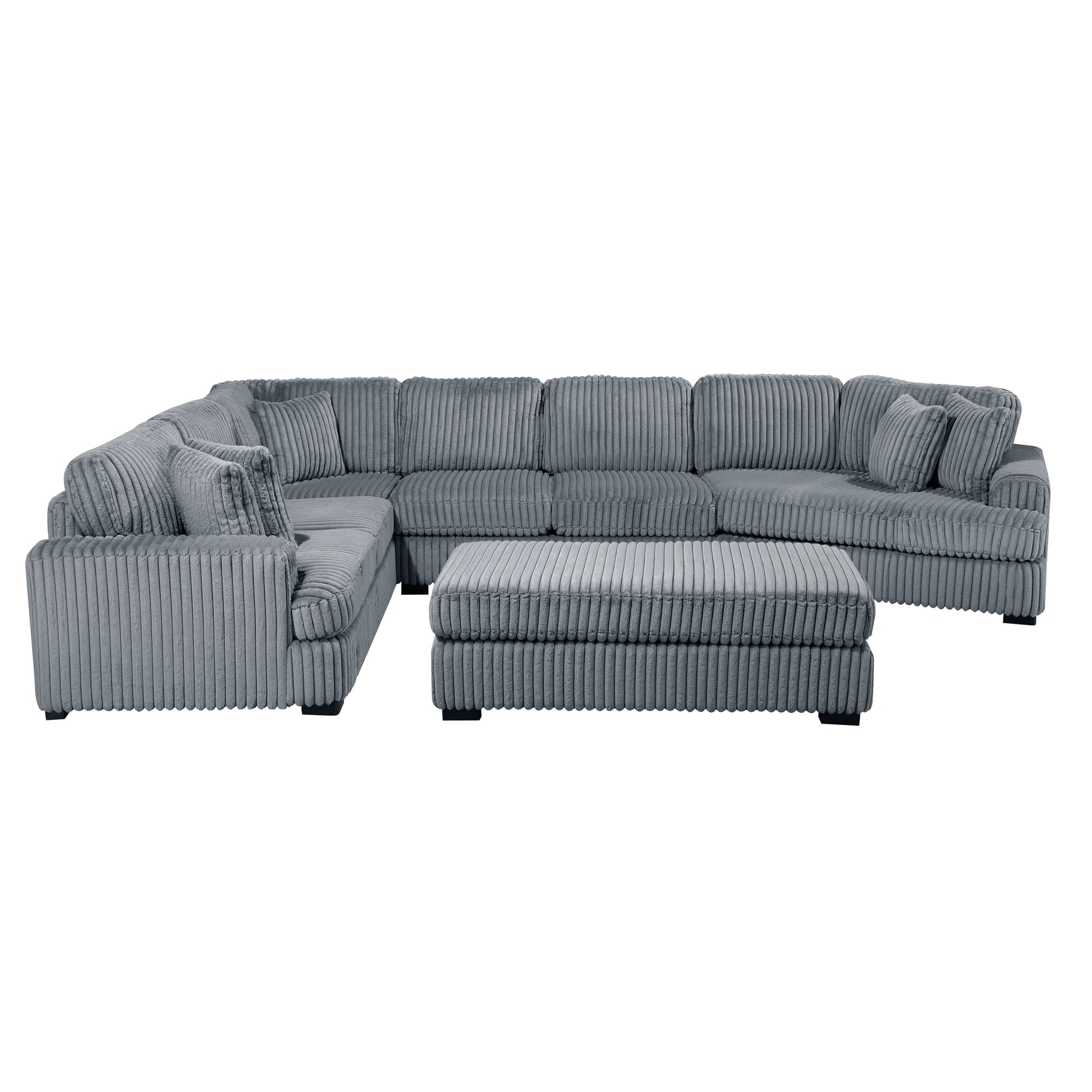 Warwick Gray 5-Piece Sectional with Right Cuddler and Ottoman - Ornate Home