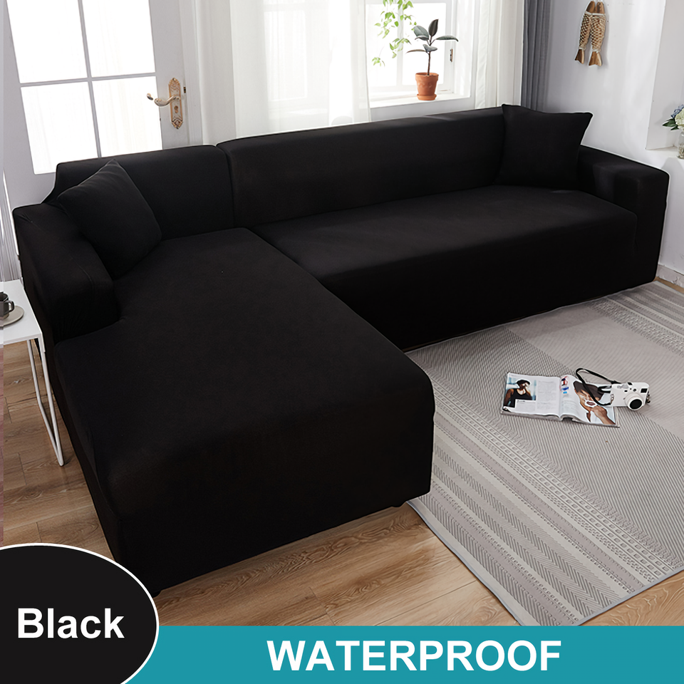 Water Resistant Sofa Cover for Living Room - Elastic Solid L Shaped Corner Sofa Cover - Fits 1/2/3/4 Seater Sofa, Couch, Armchair - Ornate Home