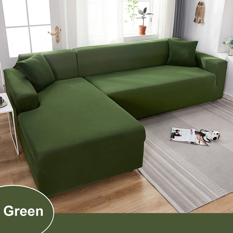 Water Resistant Sofa Cover for Living Room - Elastic Solid L Shaped Corner Sofa Cover - Fits 1/2/3/4 Seater Sofa, Couch, Armchair - Ornate Home
