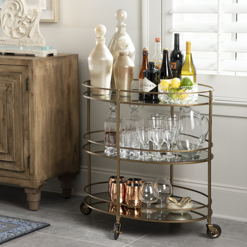 Waterford Gold/Clear Bar Cart - Ornate Home