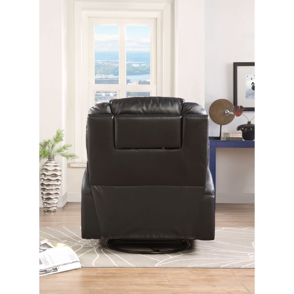 Waterlily Black PU Rocker Recliner (Motion) - Ornate Home