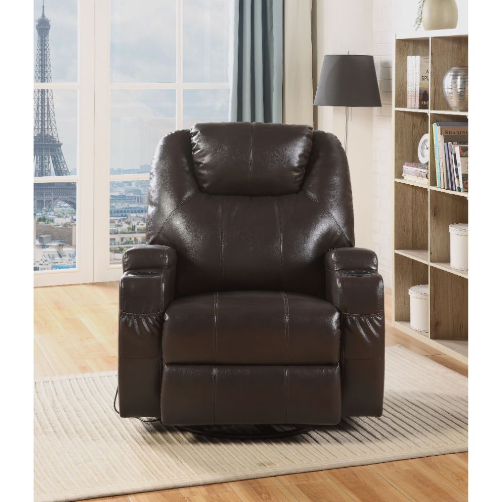 Waterlily Brown PU Rocker Recliner (Motion) - Ornate Home