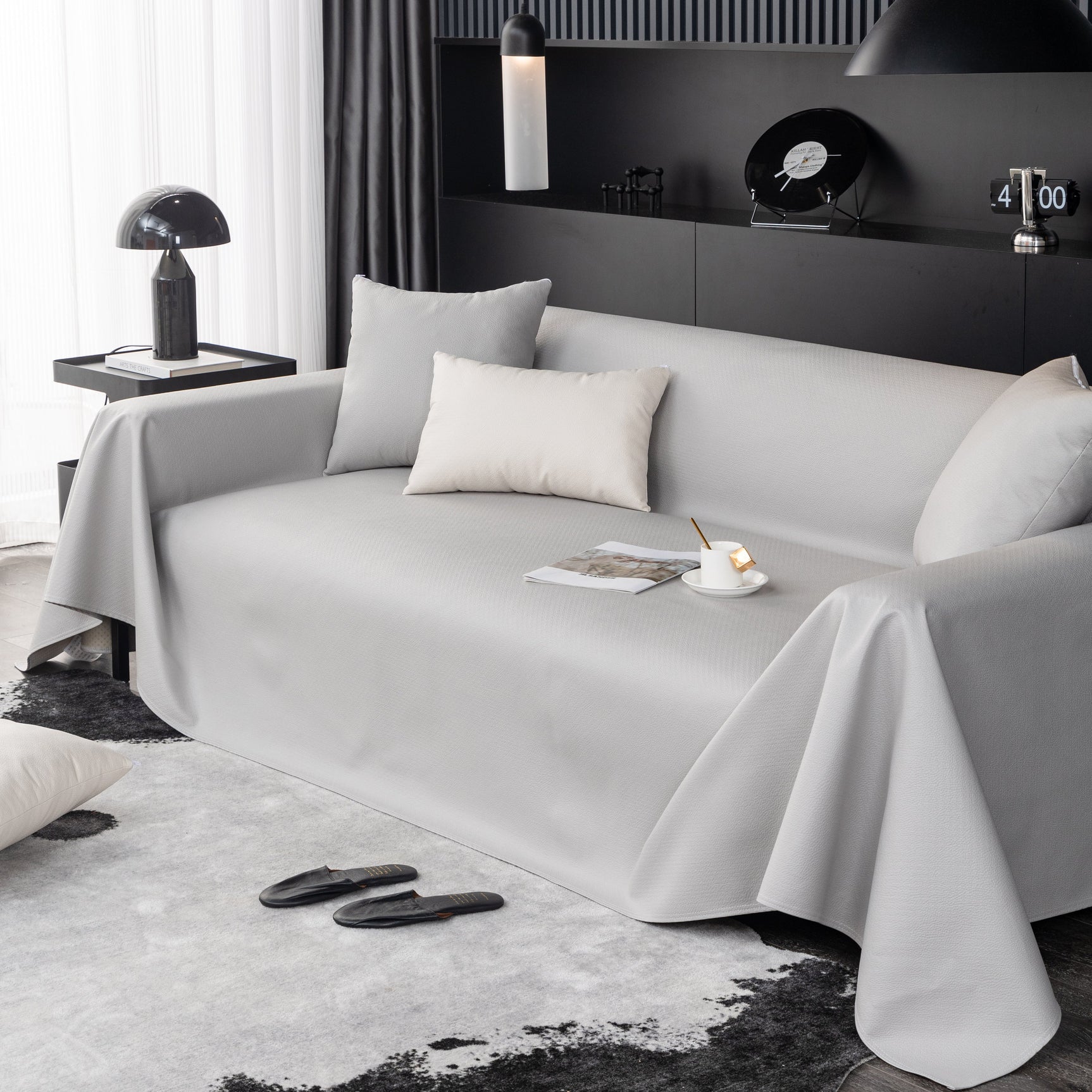 Waterproof Faux Leather Couch Throw Covers, Pet Couch Cover, Non Slip Furniture Covers for Leather Sofas - Ornate Home