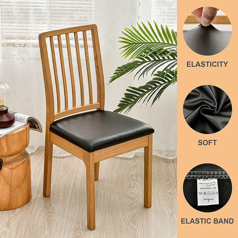 Waterproof PU Leather Square Chair Seat Cover Kitchen Dining Seat Slipcovers - Ornate Home