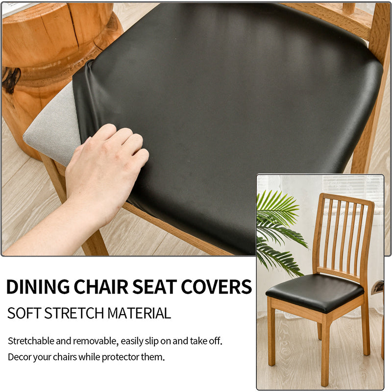Waterproof PU Leather Square Chair Seat Cover Kitchen Dining Seat Slipcovers - Ornate Home