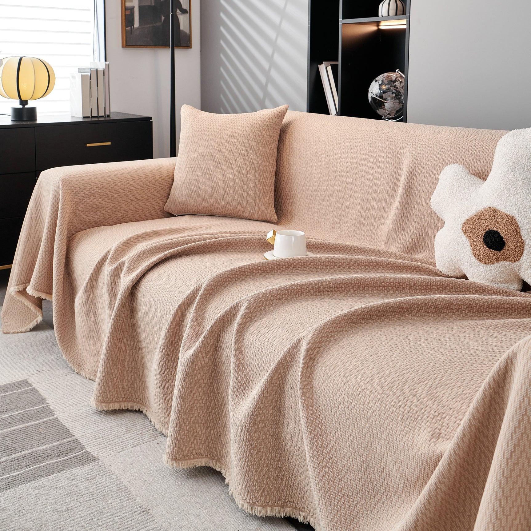 Waterproof Scratch Proof Herringbone Large Throw Blanket for Couch, Chenille Couch Cushion Covers for Pets - Ornate Home