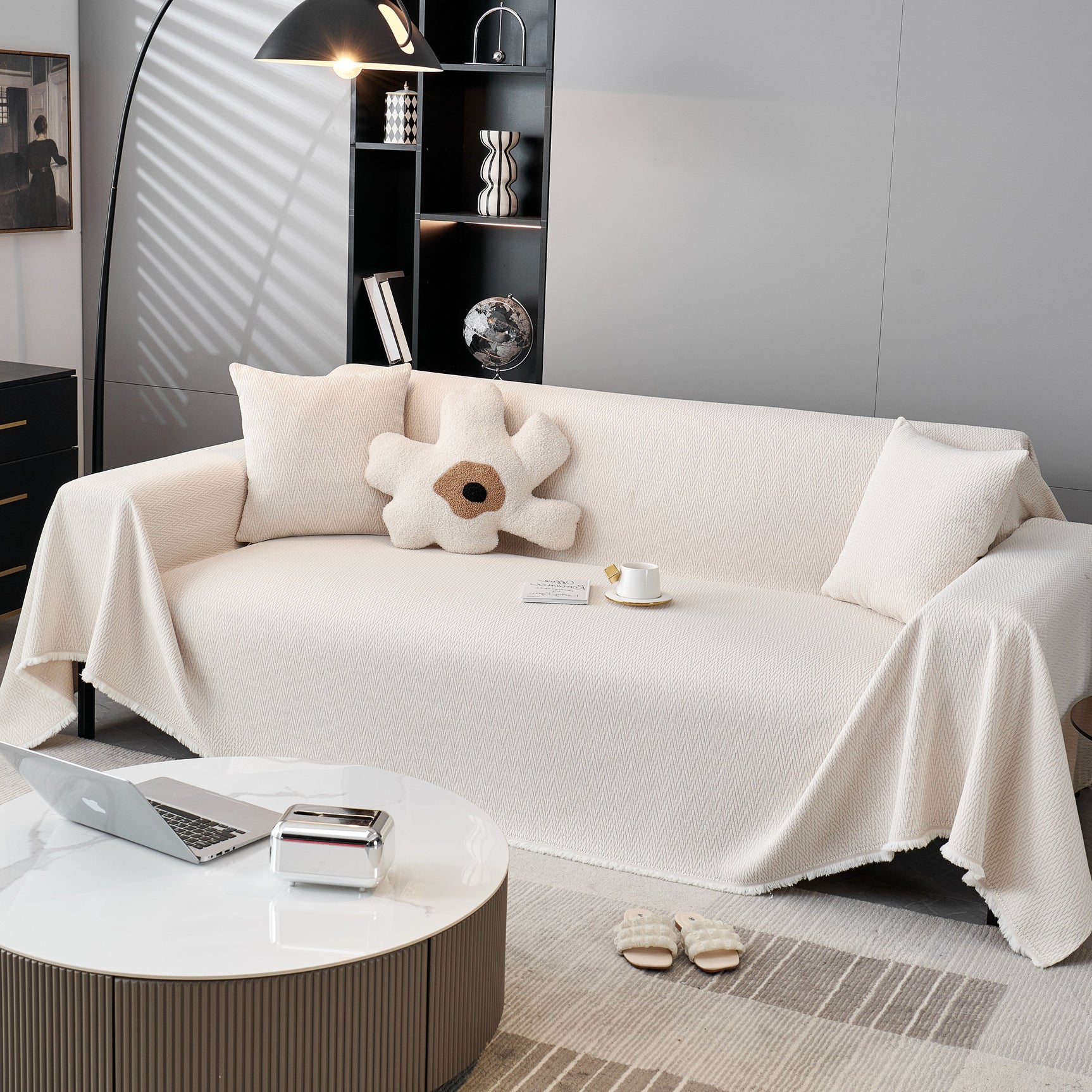 Waterproof Scratch Proof Herringbone Large Throw Blanket for Couch, Chenille Couch Cushion Covers for Pets - Ornate Home