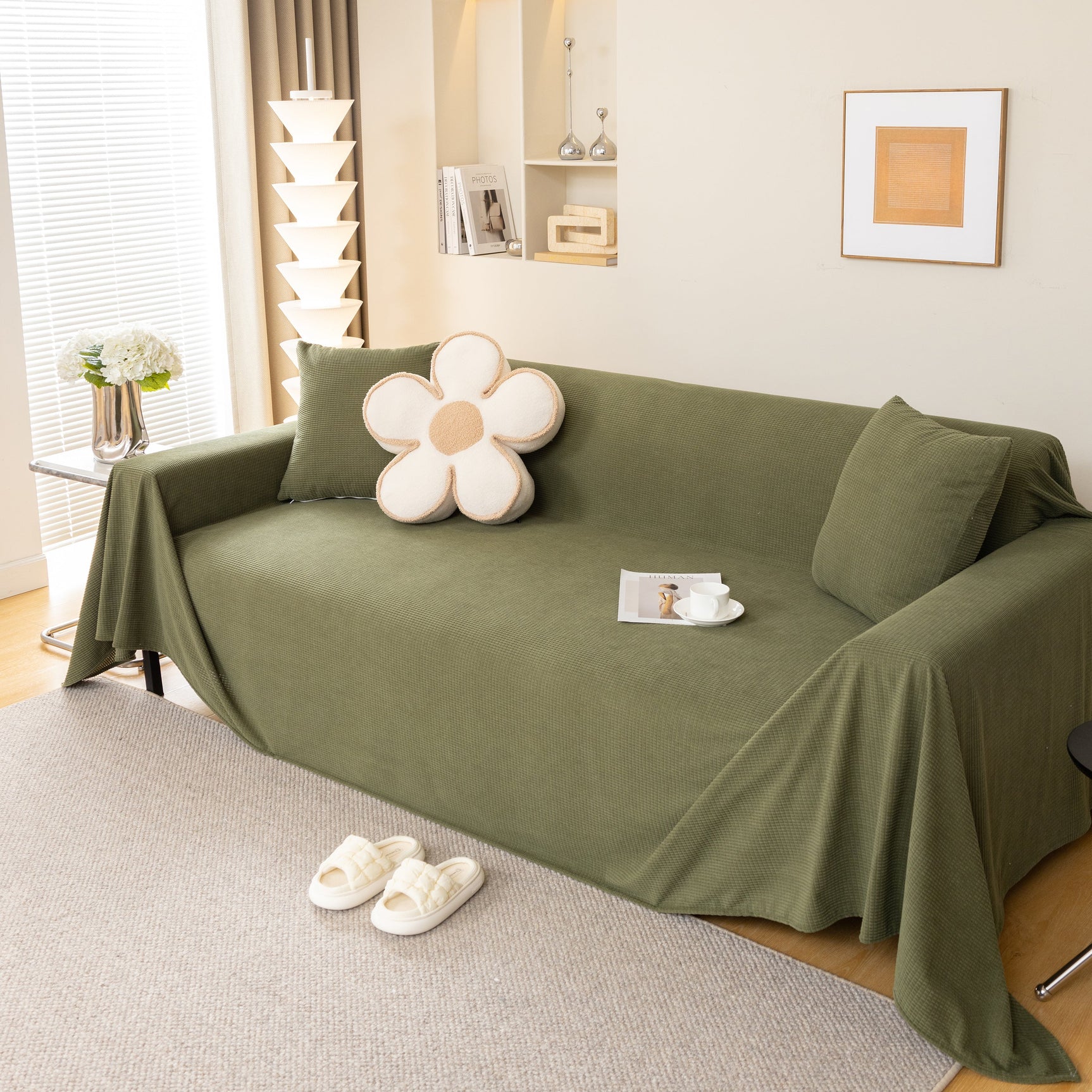 Waterproof Soft Cotton Plush Couch Cover Blanket, Extra Large Furniture Decoration Cover Sofa Slipcovers - Ornate Home