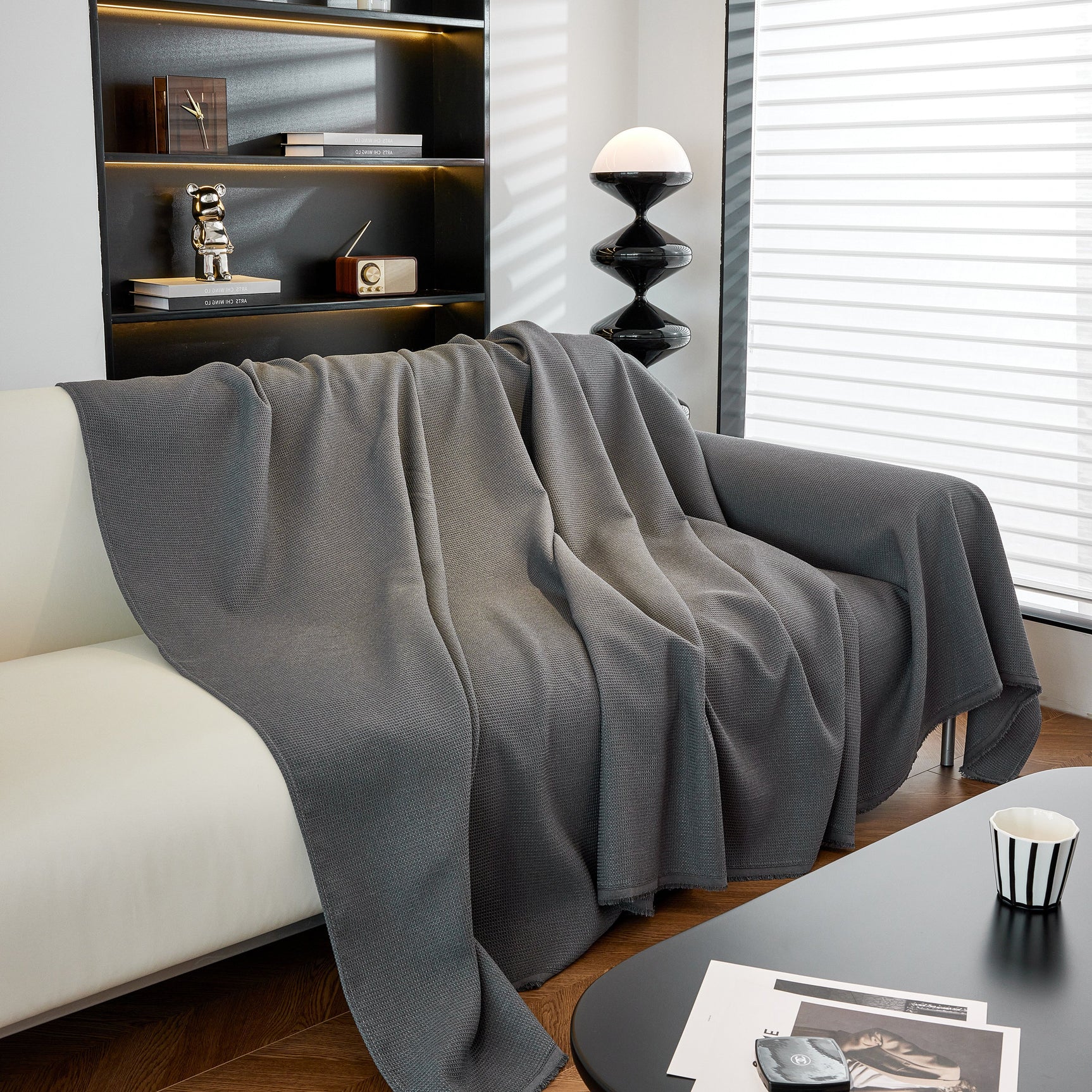 Waterproof Waffle Lattice Sofa Throw, Sofa Towel Cover for Couches, Simple Sofa Cover Blanket - Ornate Home