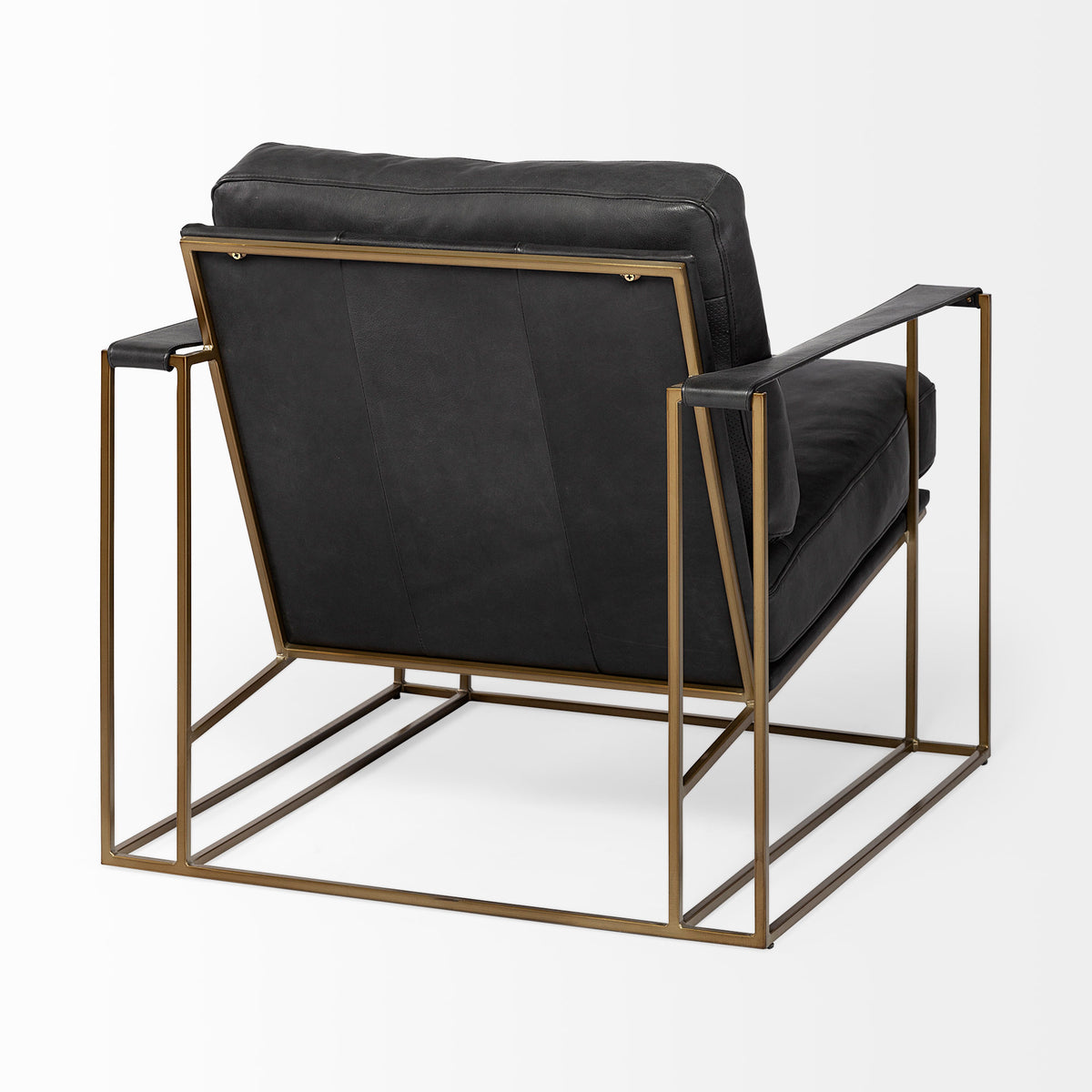 Watson Black/Gold Leather Wrap Metal Frame Accent Chair - Ornate Home