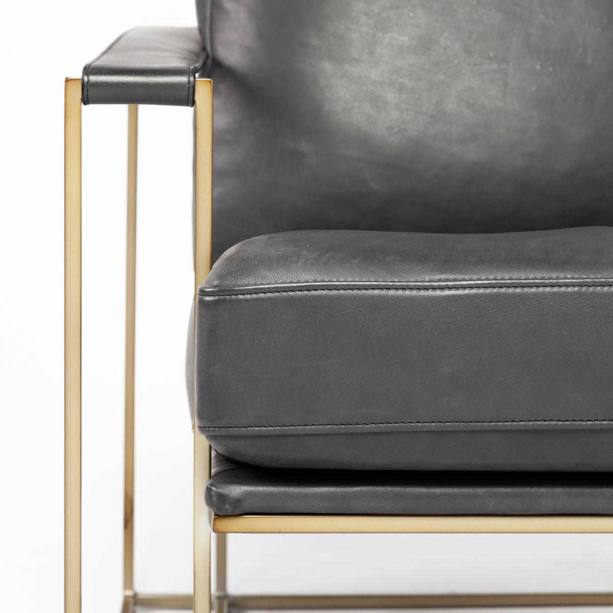 Watson Black/Gold Leather Wrap Metal Frame Accent Chair - Ornate Home