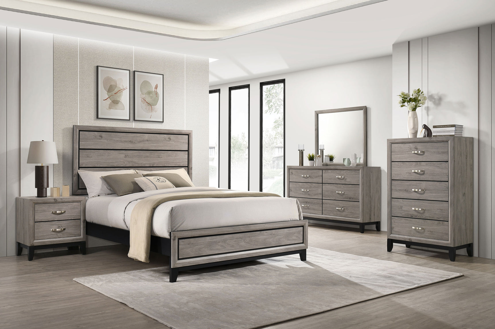 Watson Light Taupe 5-drawer Bedroom Chest of Drawers - Ornate Home