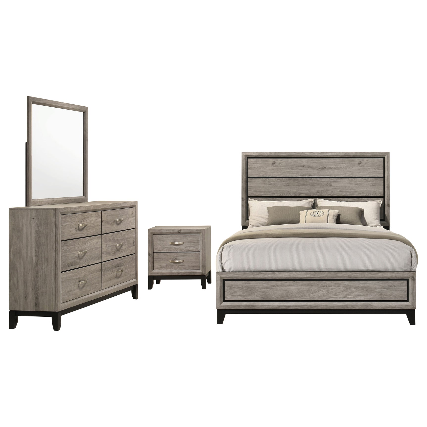 Watson Light Taupe Four-piece Full Bedroom Set - Ornate Home