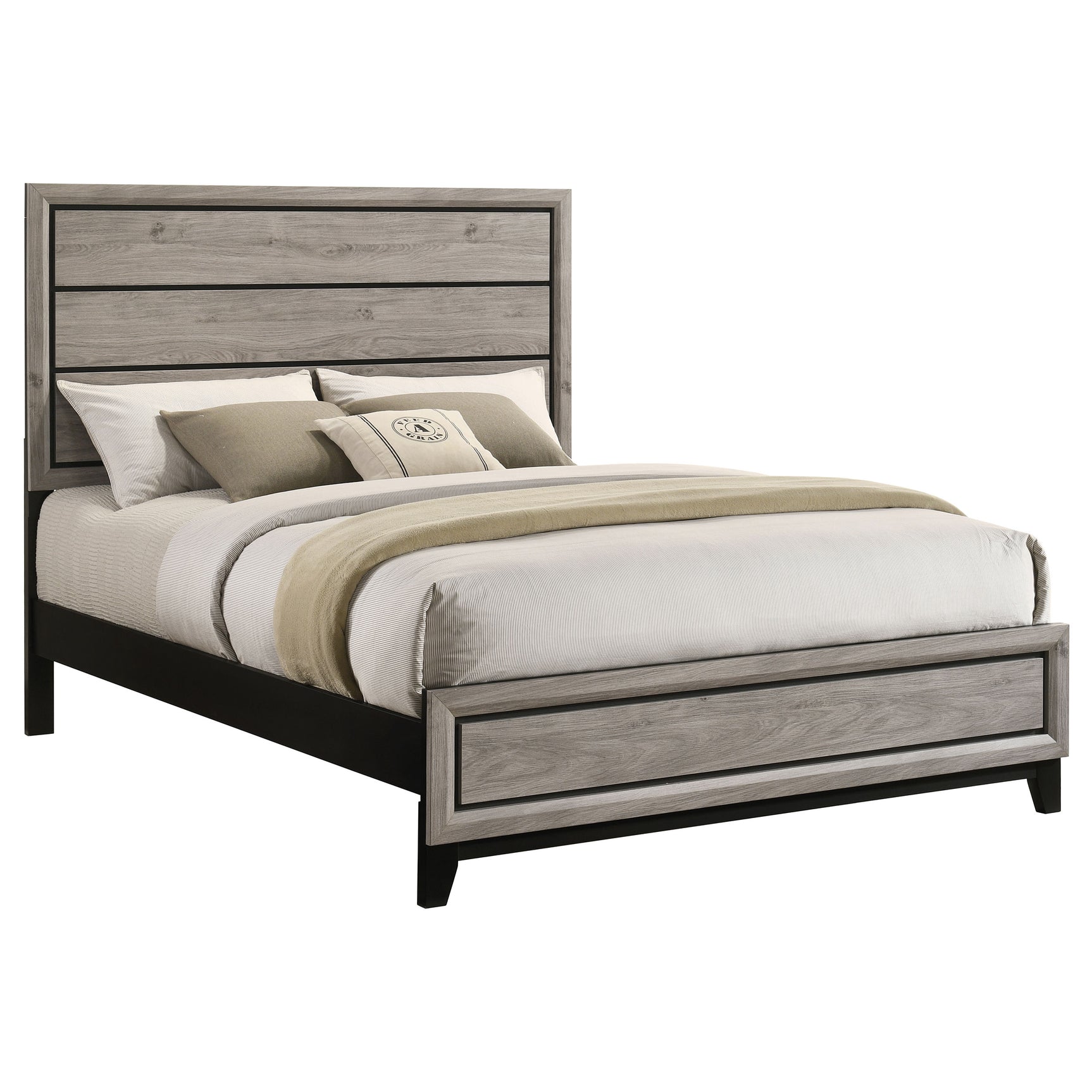 Watson Light Taupe Wood Queen Panel Bed - Ornate Home