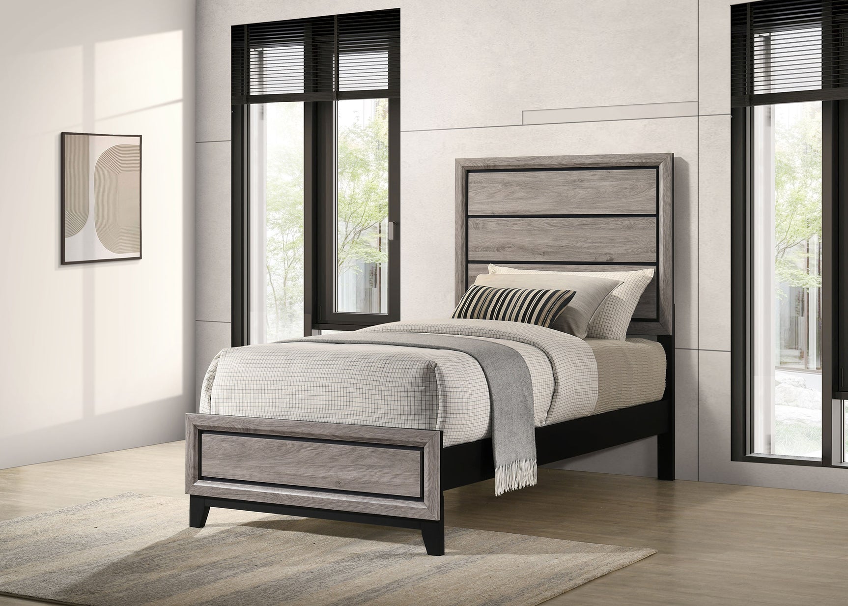 Watson Light Taupe Wood Twin Panel Bed - Ornate Home