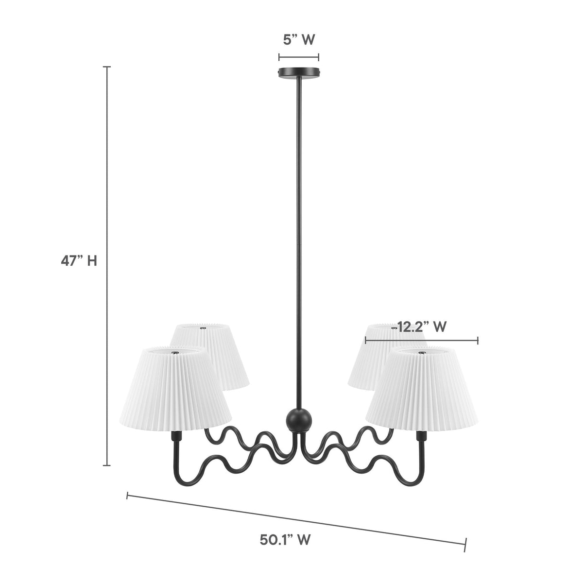Wave Black Squiggle 4-Arm Pendant Light - Ornate Home