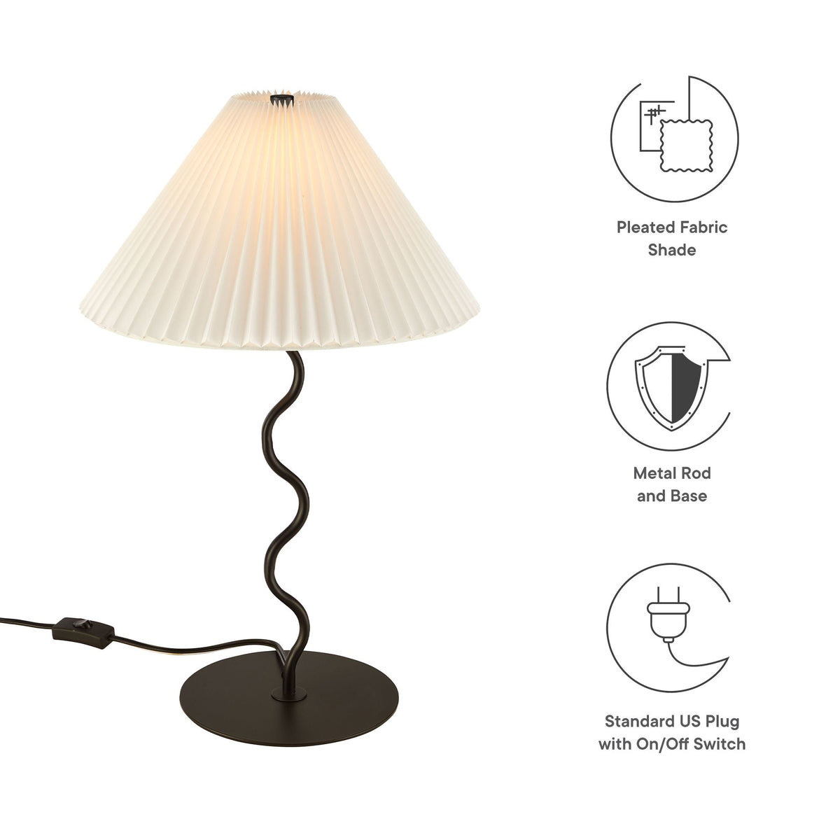 Wave Black Squiggle Table Lamp - Ornate Home
