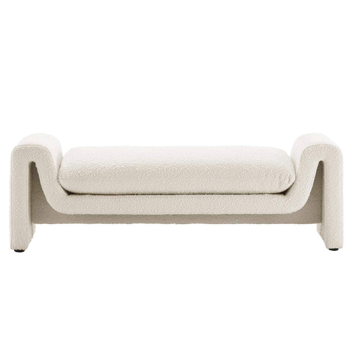 Waverly Ivory Boucle Fabric Bench - Ornate Home