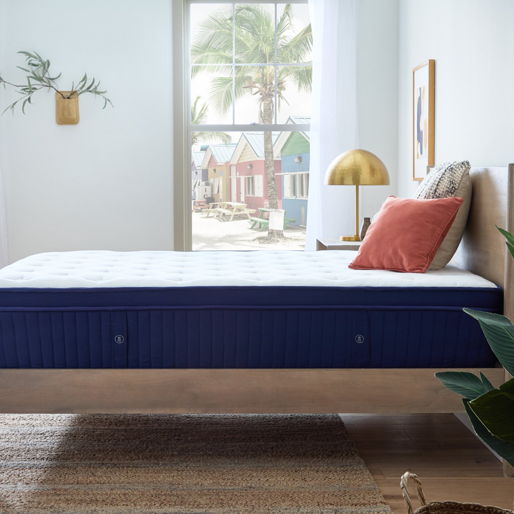 Weekender Blue/White Twin 13" Euro Top Hybrid Mattress - Ornate Home