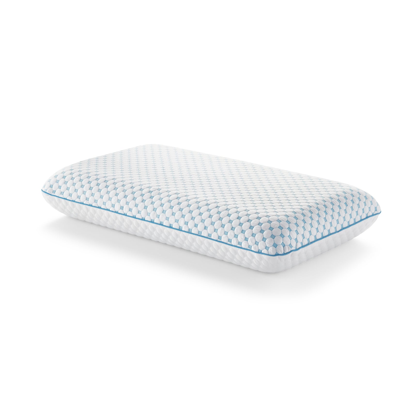 Weekender White/Blue King Gel Memory Foam Pillow + Reversible Cooling Cover - Ornate Home