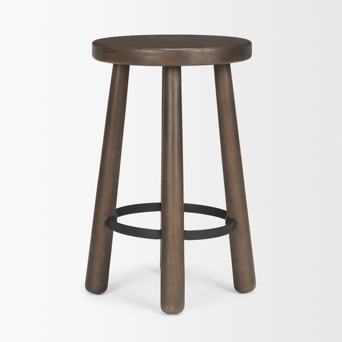 Weldon Dark Brown/Matte Black Wood Metal Counter Stool