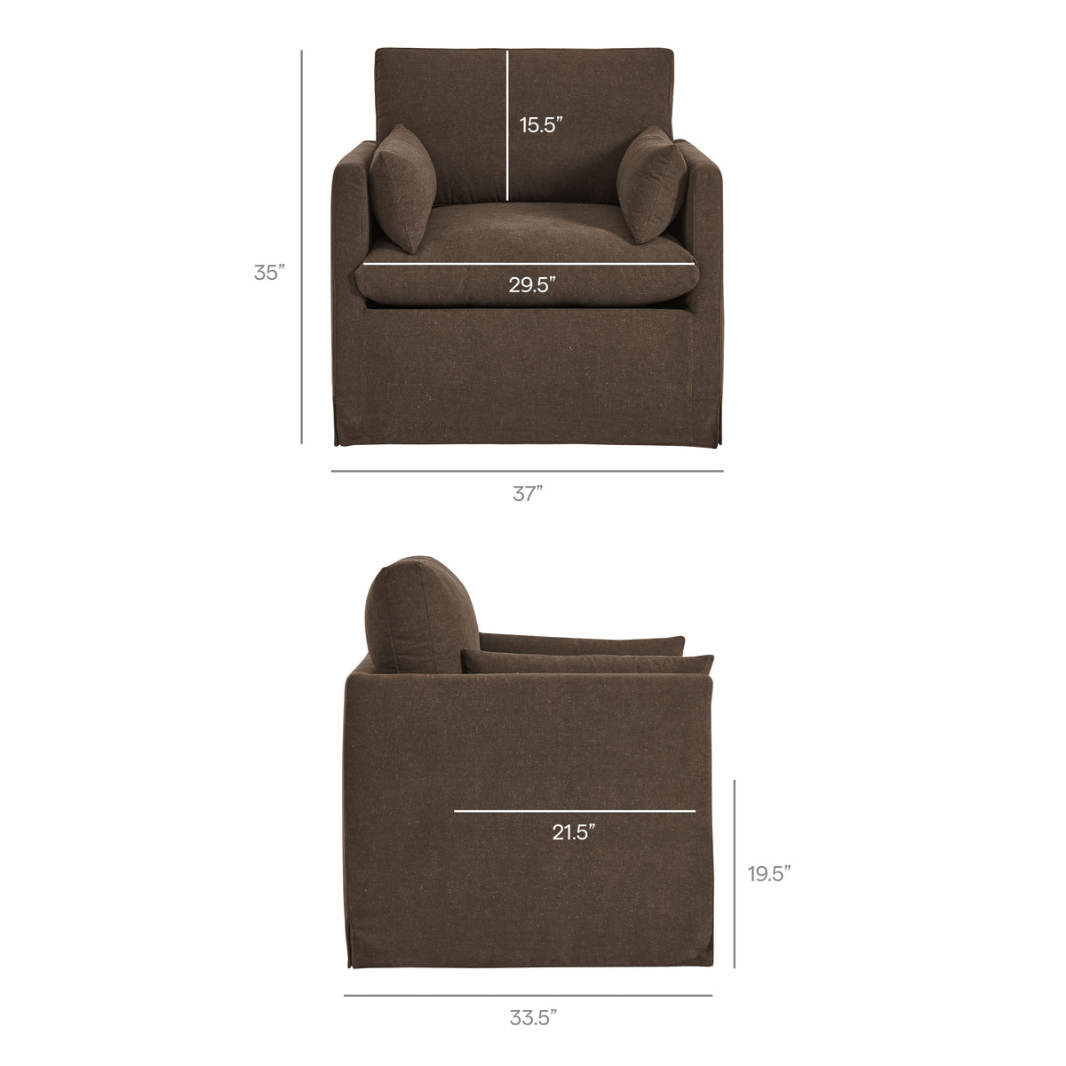 Wellfleet Cocoa Slipcovered Linen-Blend Armchair - Ornate Home