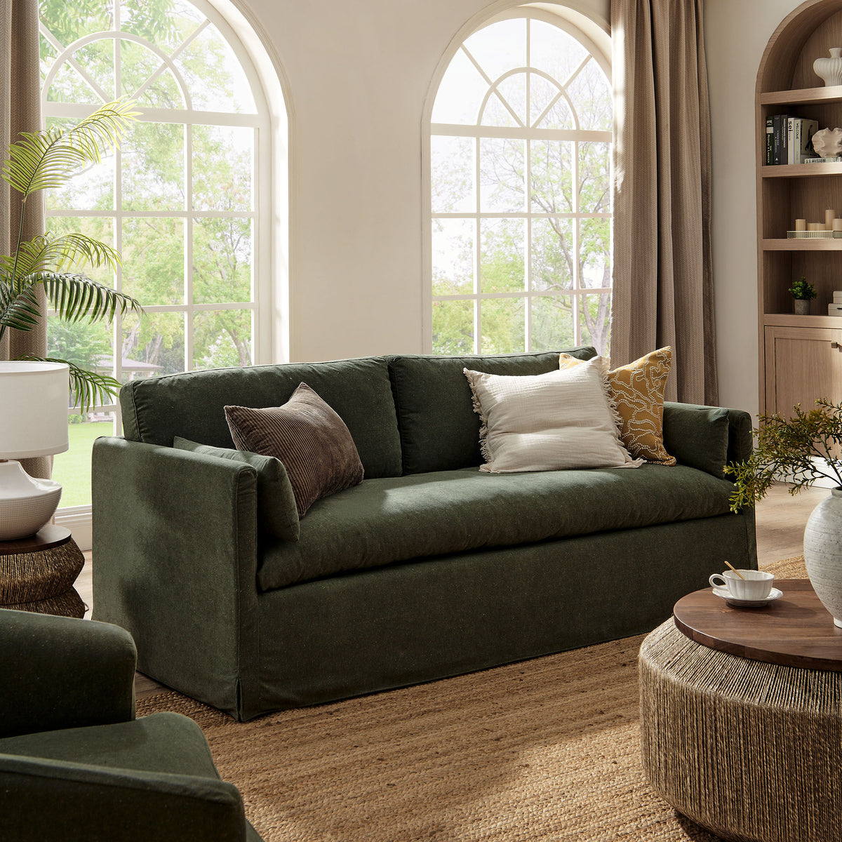 Wellfleet Sage 85" Slipcovered Fabric Sofa - Ornate Home