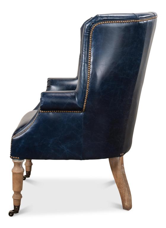 Welsh Blue Leather Chair - Ornate Home