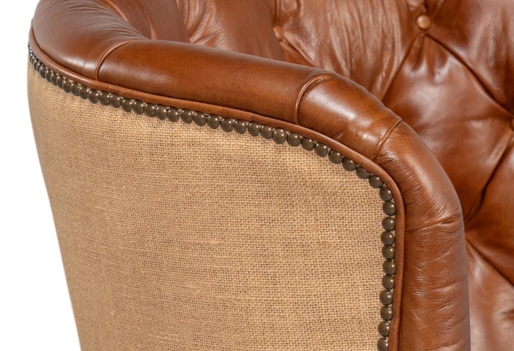 Welsh Brown Leather & Jute Chair - Ornate Home