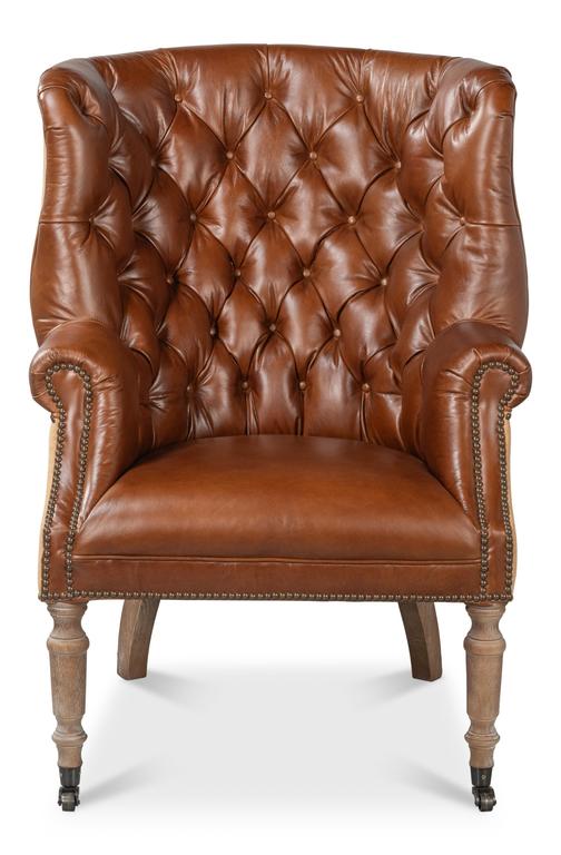 Welsh Brown Leather & Jute Chair - Ornate Home