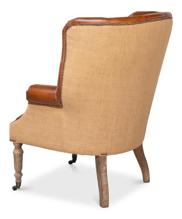 Welsh Brown Leather & Jute Chair - Ornate Home