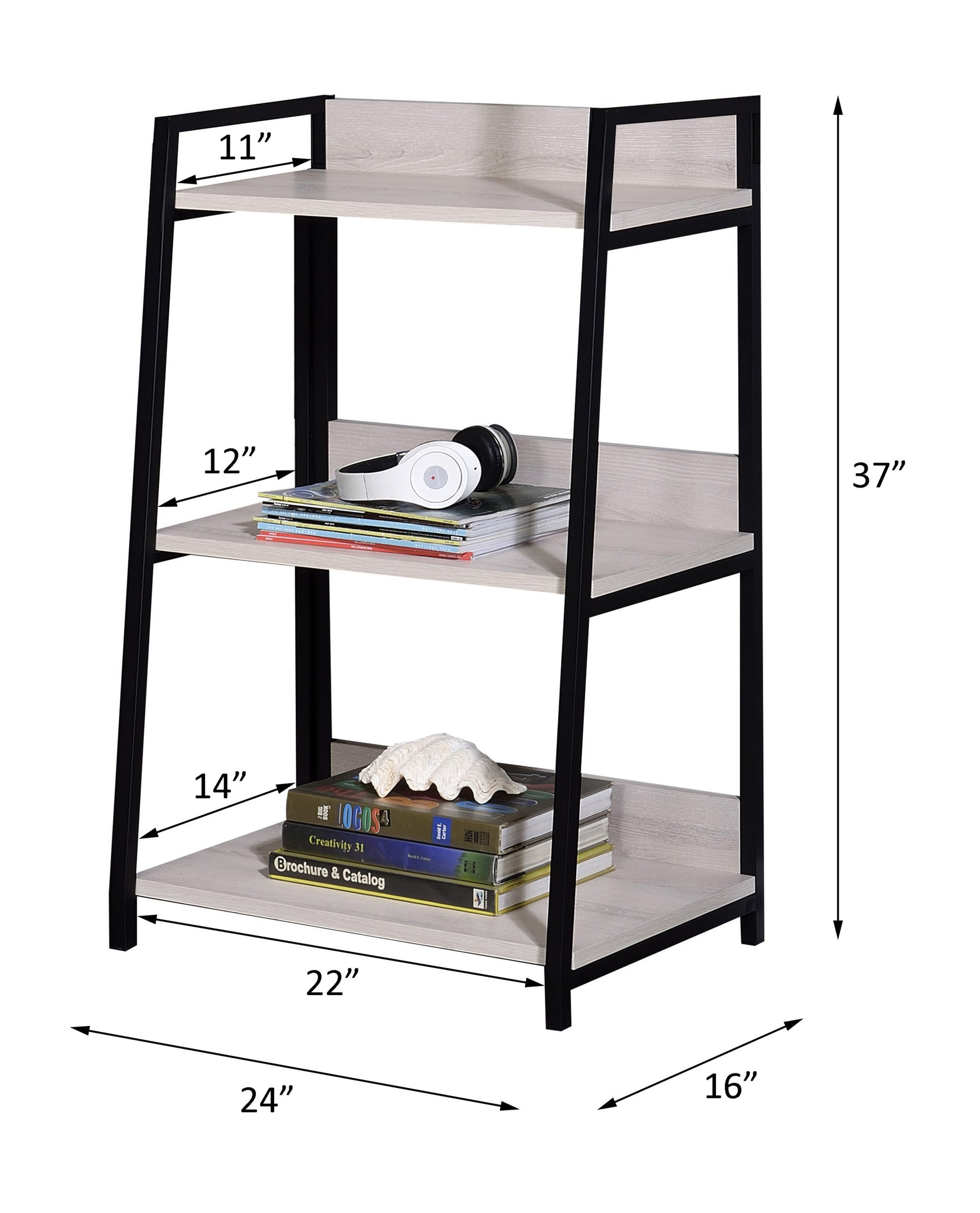 Wendral Natural & Black Bookshelf (3Tier) - Ornate Home