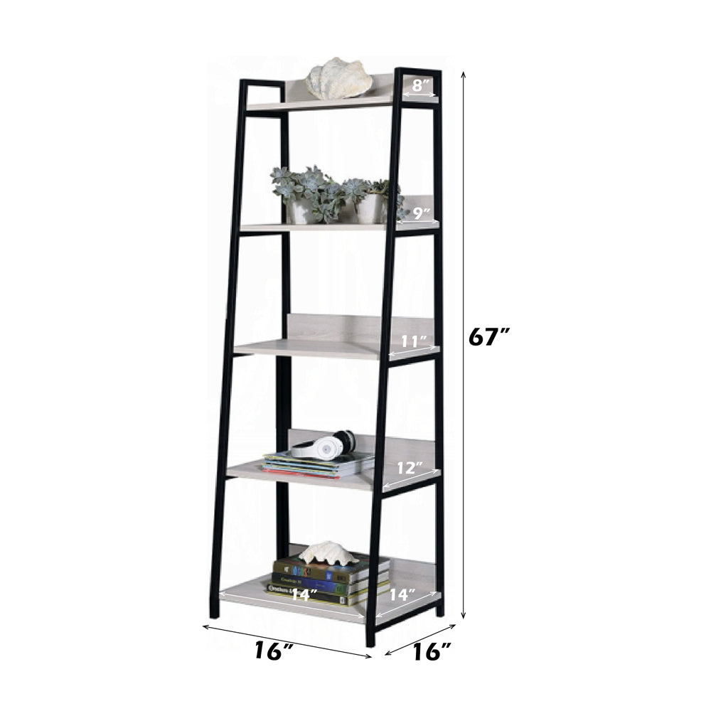 Wendral Natural & Black Bookshelf (5Tier, 16"L) - Ornate Home