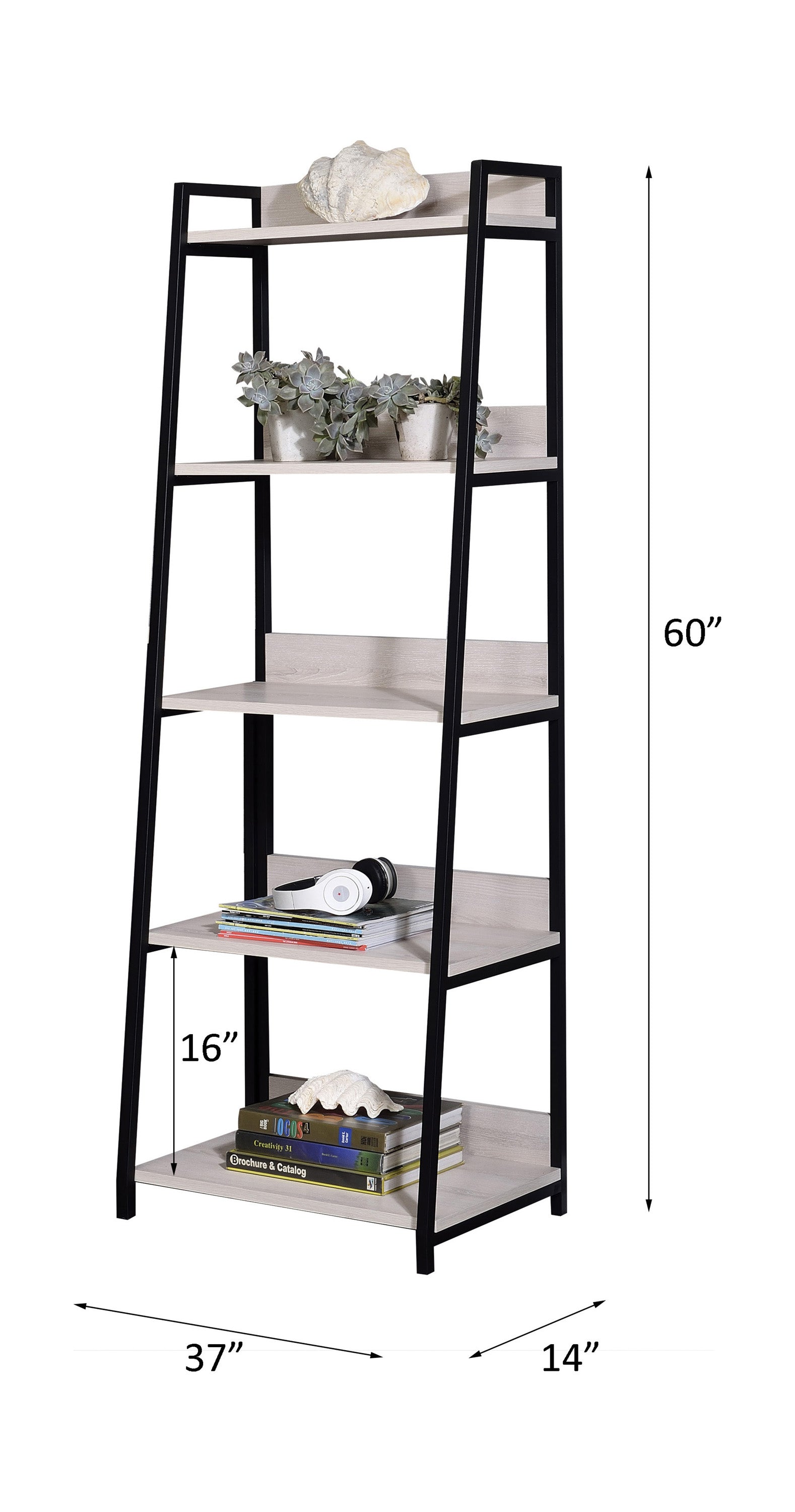 Wendral Natural & Black Bookshelf (5Tier, 23"L) - Ornate Home