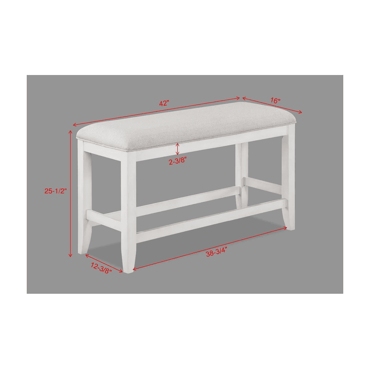 Wendy White Counter Height Dining Bench - Ornate Home